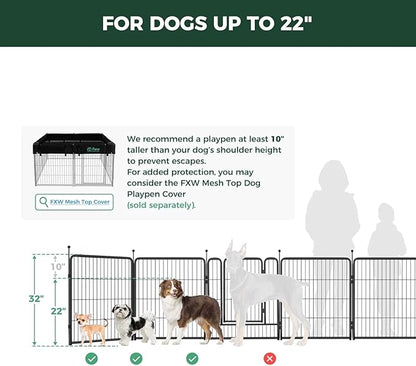 FXW Rollick Unleashed Dog Playpen for Indoor, Yard, RV Camping, 32 inch 16 Panels Dog Pen with Connectors (Pack of 2) for Small and Medium Dogs, Black│Patented
