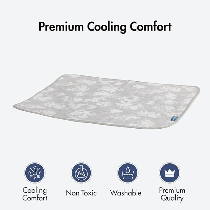 Spark Paws Cooling Mat for Dogs - Self Cooling Dog Mat & Pet Cooling Pad for Large, Medium & Small Dogs - Non-Toxic, Non-Gel Washable Cooling Bed - Cloud Grey - Size L
