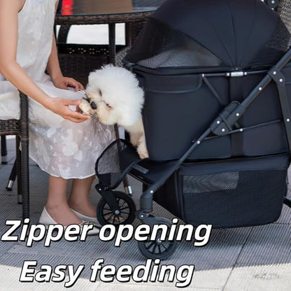 Medium Pet Stroller for Small & Medium Dogs, Double Dog Stroller for 2 Dogs, 80 Lbs Capacity Lightweight Integrated Design, Easy Setup Durable Pet Cart with Safe & Comfort Travel