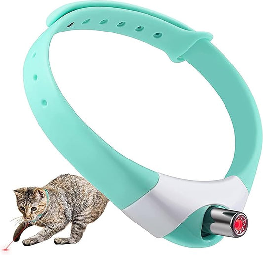 Automatic Cat Toys Laser Collar with Red Light, Interactive Cat Toys for Bored Indoor Cats, Rechargeable Electric Laser Pointer Cat Toy Wearable Collar for Kitten