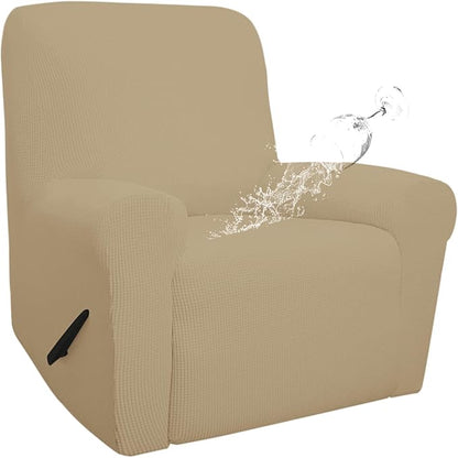Easy-Going 100% Waterproof Recliner Cover, Dual Waterproof Couch Cover for Recliner, 1- Piece Jacquard Sofa Cover, Leakproof Sofa Slipcover for Kids, Pets, Dog and Cat (Recliner, Sand)