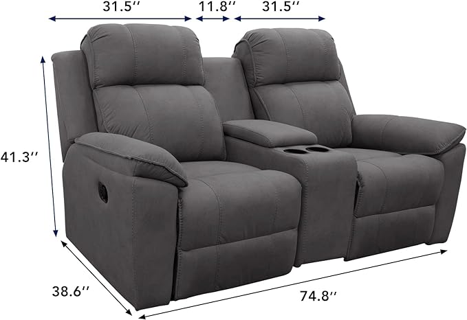 PureFit Water Resistant Reversible Loveseat Recliner Couch Cover for Double Recliner with Console – Non Slip Split Sofa Cover, Washable Reclining Cover for 2 Seat Recliner (2 Seat, White/White)