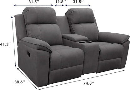 PureFit Water Resistant Reversible Loveseat Recliner Couch Cover for Double Recliner with Console – Non Slip Split Sofa Cover, Washable Reclining Cover for 2 Seat Recliner (2 Seat, White/White)