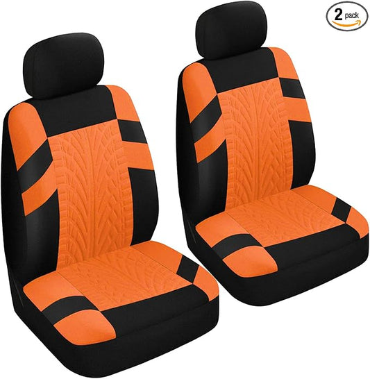 2PCS Car Front Seat Cover with 2 Headrest Covers, Breathable Waterproof Seat Covers for Front Seats, Universal Seats Cover Protector Car Accessories for Most Vehicles (Orange)
