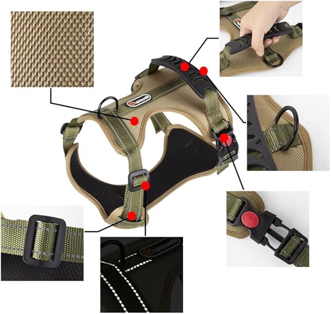 Tactical Dog Harness and Leash Set, No Pull Adjustable Heavy Duty Pet Vest with Handle, Reflective Harnesses and Leashes for Large Breed Dogs, Running Chest Collar for Puppy Safety L Size