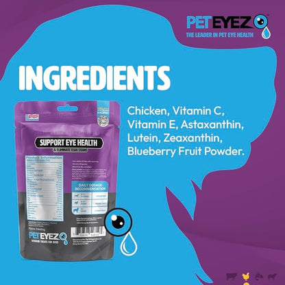 PetEyez Tear Stain Remover Vitamin Treats for Dogs - Support Eye Health & Reduce Itching & Tear Stain Buildup - 100% Natural Dog Treats with Superfoods, Antioxidants & Nutrients - Chicken - 1oz