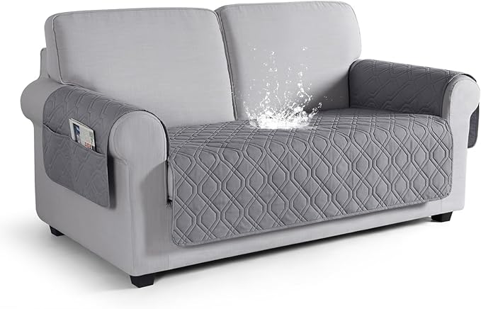 VANSOFY Couch Cover, Waterproof Sofa Covers Washable Slipcover Furniture Protector Couch Seat Covers Non-Slip Couch Cover for Dogs, Pets(Loveseat Plus, Light Gray)
