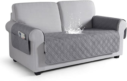 VANSOFY Couch Cover, Waterproof Sofa Covers Washable Slipcover Furniture Protector Couch Seat Covers Non-Slip Couch Cover for Dogs, Pets(Loveseat Plus, Light Gray)