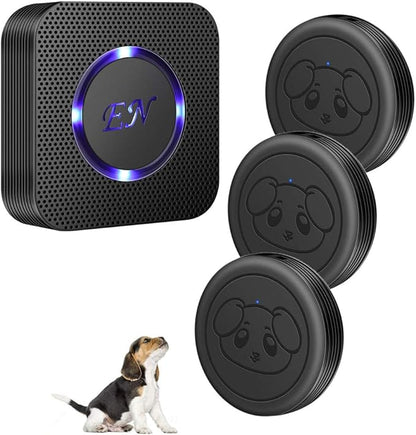 EverNary Dog Door Bell, Wireless Doggie Doorbells for Potty Training,Dog Bells to Go Outside, Dog Bells with Waterproof Touch Button, Dog Bell with 1 Receiver and 3 Transmitters, Black