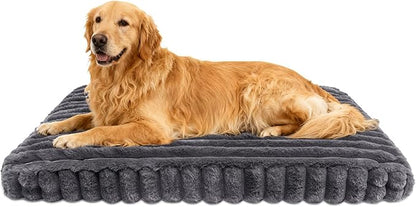 Dog Beds Flat Dog Crate Bed Waterproof for Meduim Large Dogs with Plush Removable Washable Cover Anti Slip Bottom for Indoor,Grey,41.7"x26.8"