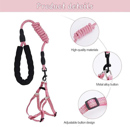 Mini Pig Harness, Adjustable Small Pig Harness with Leash Infinity Style Lead and Soft Foam Handle for Small to Medium Pet Pigs Walking Training Jogging (Gren, L)