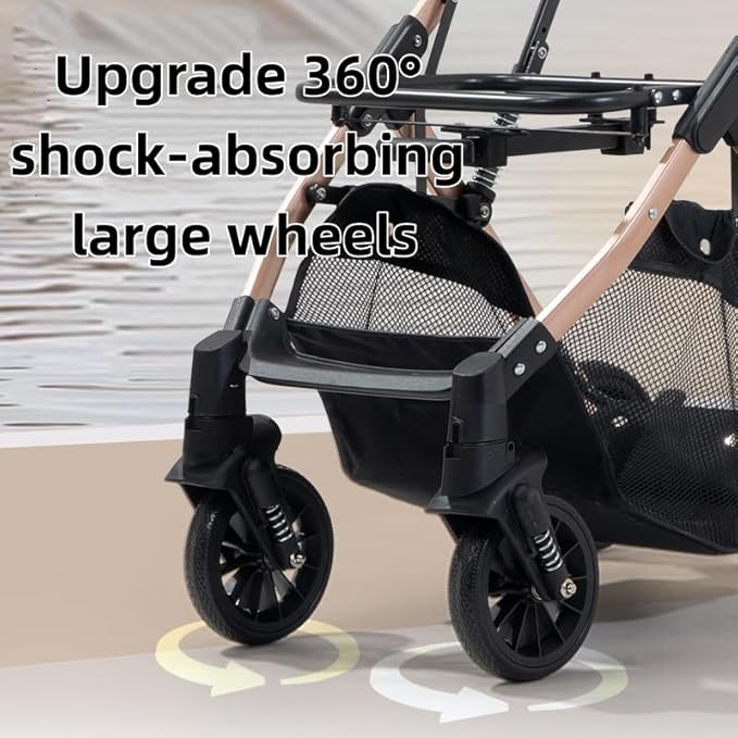 Lightweight Small Pet Stroller for Dogs & Cats, 50 Lbs Capacity Aluminum Alloy Puppy Stroller with Detachable Storage Basket