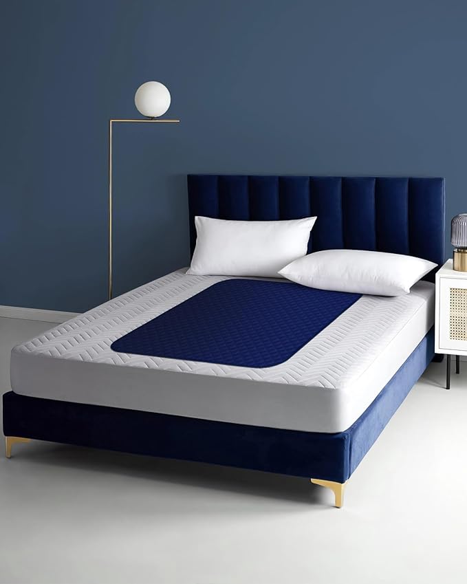 Washable Waterproof Bed Pads 36x52 Inch (4 Pack), Extra Large for Incontinence, Bed Wetting, and Pet Protection, Navy Blue Ideal for Elderly, Adults, Kids and Pets