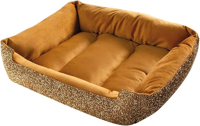 Sparkles Home Pet Bed, Sparkling Rhinestones, Soft, Comfortable Velvet, for Lounging Dogs, Cats, Pets, Gold, Small, Sold Individually