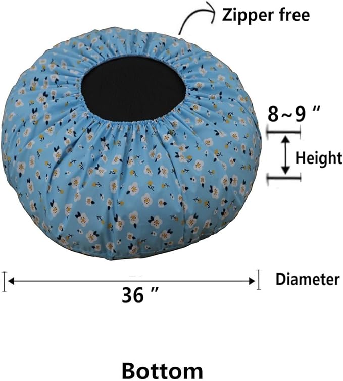 Waterproof Round Dog Bed Fitted Sheet Cover Replacement Washable Plastic Slipcover for 36 x 36 inch Faux Fur Donut Dog Beds