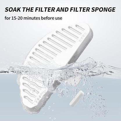uahpet Official Water Fountain Filters Upgraded 6 Filters & 12 Sponges for 67oz/2L Automatic Pet Fountain