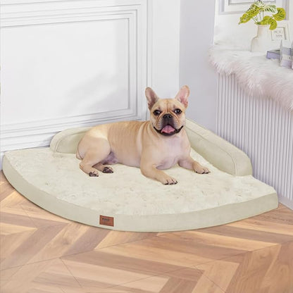 MEKIY Large Orthopedic Dog Bed with Sides Big Dog Beds with Removable Washable Cover Non-Slip Waterproof Pet Bed for Medium Large Dogs - Beige L
