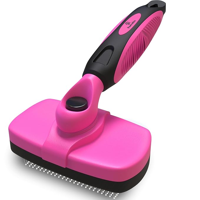 Deshedding Dog Brush for Shedding – Self Clean Cat Brush Deshedding & Grooming Tool for Long Haired and Short Haired Dogs, Slicker Brushes for Dogs, Skin-Friendly, Retractable Bristles, Easy to Clean