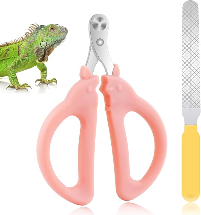 Cat Nail Clippers with Nail File, Kitten Claw Nail Clippers for Trimming, Stainless Steel Pet Bearded Nail Clippers Tool for Dragon, Guinea Pig, Rabbits, Birds, Ferret Small Breed Animals(Pink)