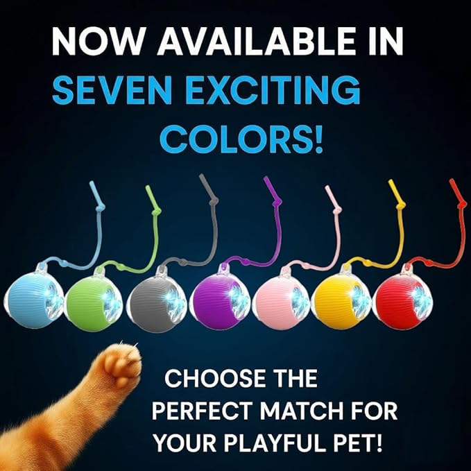 Interactive Cat Toys for Indoor Cats, Smart Automatic Cat Chase Ball Toy, Upgraded Speedy Tail Kitten Toy for Bored Indoor Adult Pets (Red)