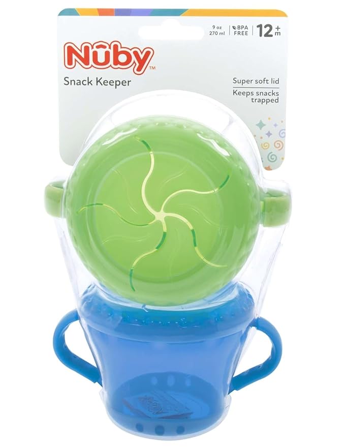 Nuby 2-Pack Snack Keepers, Blue and Green