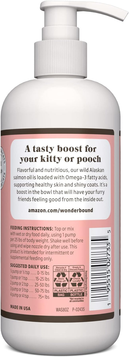 Amazon Basics Wild Alaskan Salmon Oil - Skin and Coat Support, Omega 3 Supplement for Dog and Cat, 8 fl oz (Previouly Wonder Bound)