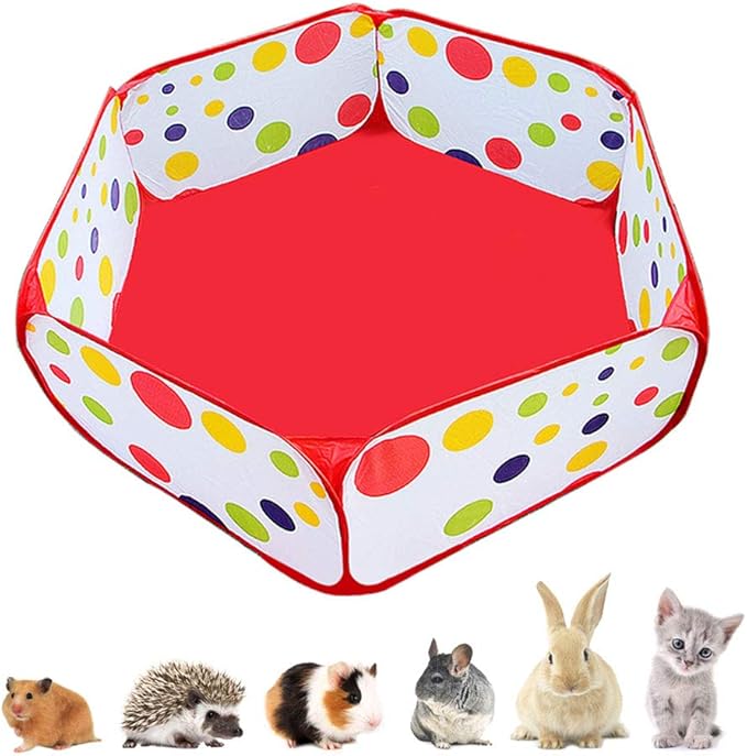 Portable Small Animals Playpen, Outdoor/Indoor Pop Open Pet Exercise Fence, Guinea Pig Accessories Metal Wire Yard Fence C&C Cage Tent for Rabbits, Hamster, Chinchillas and Hedgehogs