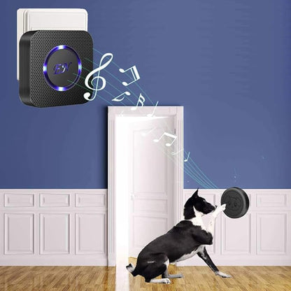 EverNary Dog Door Bell Wireless Doggie Doorbells for Potty Training with Waterproof Touch Button Dog Bells Included 2 Receivers and 4 Transmitters, Black