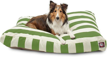 Majestic Pet Shredded Memory Foam Dog Bed Large with Removable Washable Cover 44x36x5 Inch - Rectangle Orthopedic Dog Bed for Senior Dogs–Flat Durable Dogs Crate Bed - Vertical Stripe - Sage