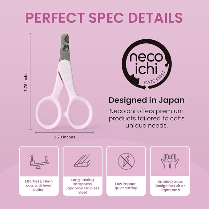 Necoichi Purrcision Feline Nail Clippers | Lever Principle Cat Nail Clipper | Butter-Smooth Cuts | Seki, Gifu Swordsmith Craftsmanship | Stainless Steel Cat Claw Trimmer for Indoor Cats (Lilac)