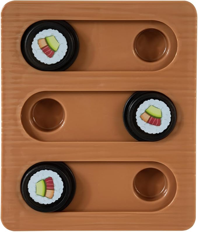Quirky Kitty Sushi Hunter Bento Box Puzzle - Interactive Treat Puzzle Toy with Catnip Packet for Mental Engagement and Slow Feeding