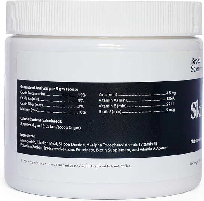 Skin and Coat Supplement Powder for Small Dogs- Anti Allergy Treatment and Itching Relief- with Vitamins A, E and Biotin - Care Products and Shedding Control Supplements for Itchy Pets