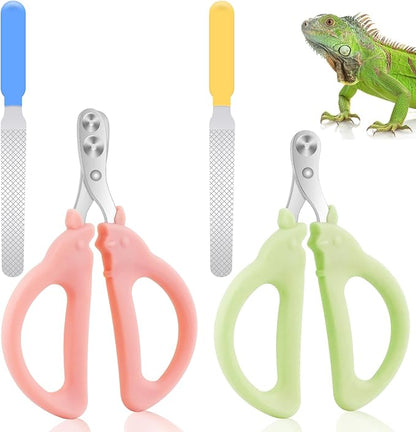 Cat Nail Clippers with Nail File, Kitten Claw Nail Clippers for Trimming, Stainless Steel Pet Bearded Nail Clippers Tool for Dragon, Guinea Pig, Rabbits, Birds, Ferret Small Breed Animals(Pink/Green)