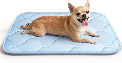 Cooling Mat for Dogs and Cats 24" x 18", Premium Pet Cooling Bed Indoor Outdoor with Waterproof Cover & Ice Silk, Summer Cool Pad for Puppy Kitty, Non-Slip Washable Pet Blanket for Crate Kennel