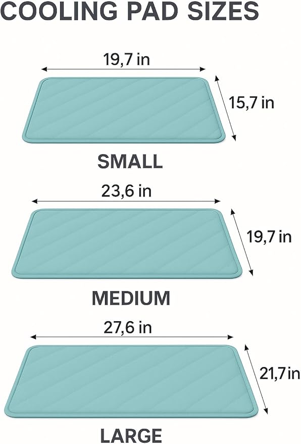 Blue Cooling Mat & Sleeping Pad | Water Absorption | Safe Materials | Easy Carry & Clean | Ideal Cooling Pad for Dogs and Cats | Perfect for Camping, Crates, and Pet Beds | 19.7"L x 15.7"W x 0.8"Th