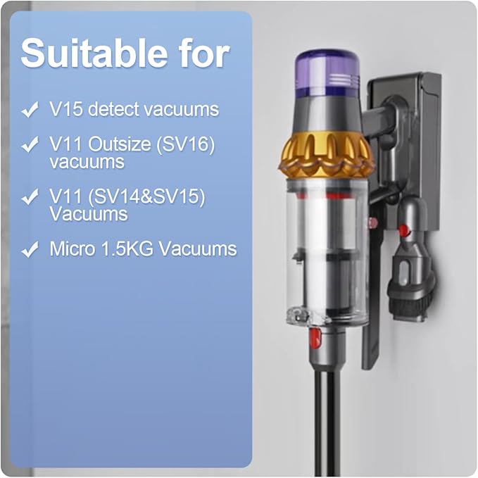 FUNTECK Wall Mount Compatible with Dyson V11, V11 Outsize and V15 Vacuum Cleaners, Charging Station Replacing Part No. 970011-01 & 970011-02