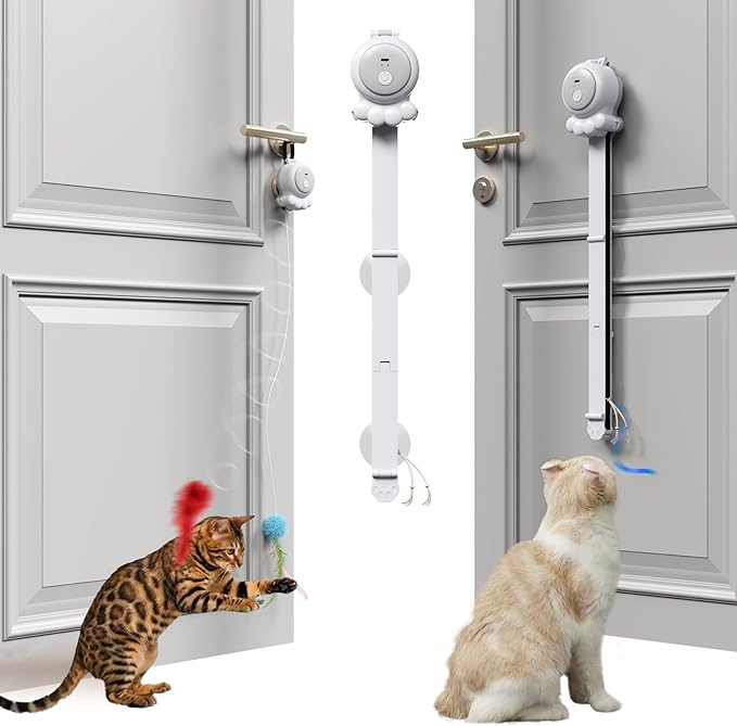 2-in-1 Electric Cat Wand – Rechargeable Auto Indoor Toy, Suction & Hanging Design, 2 Modes (Track Chase + Bounce),Perfect for Kittens & Adult Cats, Ultimate Cat Gift