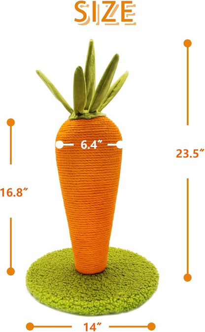 LIFLIX Carrot Cat Scratching Post, 17'' Cute and Fun Sisal Cat Scratcher for Indoor Cats and Kittens