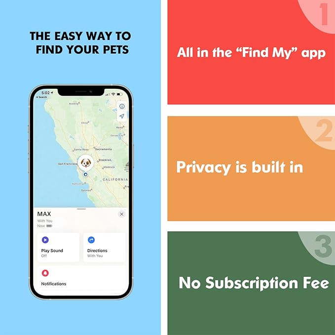 GPS Tracker for Dogs, 2 in 1 Smart Pet Collar (Only iOS), No Monthly Fee Waterproof Dog Collar with Real-time Tracking, Anti-Lost, 365-Day Long Battery GPS Tracker for All Sized Dogs(Locator Included)