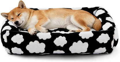 JOEJOY Large Dog Beds Large Sized Dog, Rectangle Washable Orthopedic Pet Bed with Removable Zipper Cover, Cute Soft Calming Puppy Pet Bed with Jacquard Shaggy Plush & Non Skid Bottom
