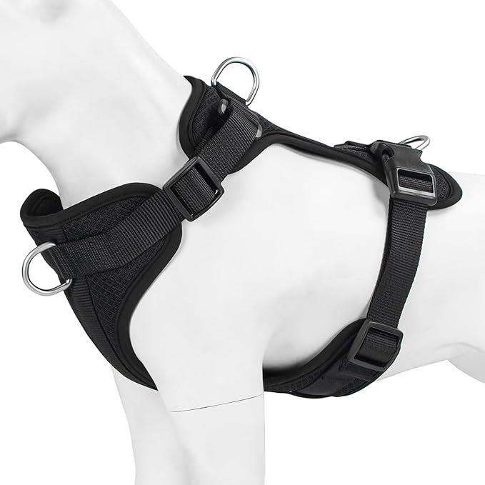 Wisedog Dog Harness Medium Sized, Pet Vest with Front Clip, Adjustable Puppy Harness with 3 Fast Release Buckles[Easy to Put on & Take Off] (Black, XS)