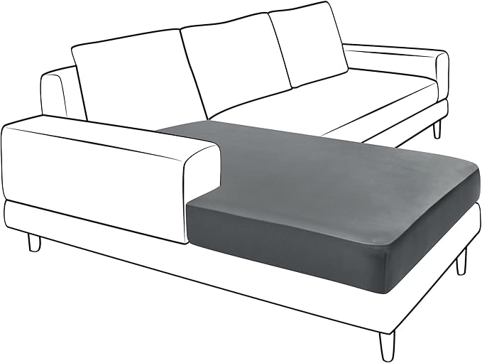 Yates Home Couch Covers for Sectional Sofa L Shape PU Leather Cushion Slipcover Water-Proof Elastic Chaise Seat Cover Protector Slip Cover for Settee Seater Replacement in Living Room（Chaise, Gray