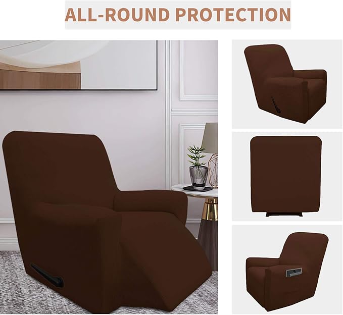 Easy-Going 100% Waterproof Recliner Cover, Dual Waterproof Couch Cover, 1-Piece Jacquard Sofa Cover, Leakproof Slipcover for Kids, Pets, Coffee Color