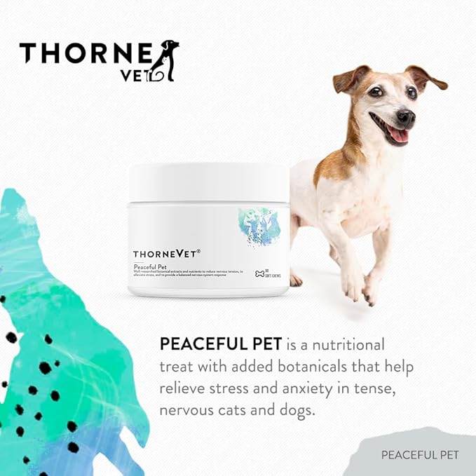 ThorneVet Peaceful Pet Calming Supplement for Dogs & Cats - Powder with Calming Nutrients & Botanicals to Support a Healthy Nervous System - with Amino Acids & Vitamins - 90 Scoops