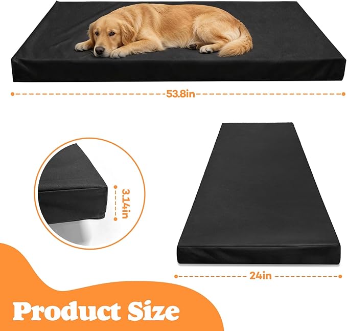 Waterproof Dog Mat for Car Backseat 3.14 Inch Thick Non-Slip Backseat Pet Mat with 600D Oxford Cover and High-Density Foam, Suitable for Cars Suvs Sedans (53.8 * 24 Inch)