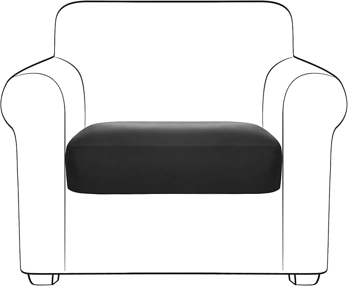 Yates Home PU Leather Couch Sofa Cushion Slipcover Water-Proof Elastic Chair RV Seat Covers Loveseat Sofa Furniture Protector Slip Cover for Settee Seater Replacement in Living Room（Chair, Black）