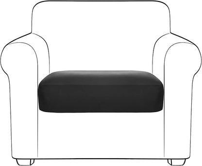 Yates Home PU Leather Couch Sofa Cushion Slipcover Water-Proof Elastic Chair RV Seat Covers Loveseat Sofa Furniture Protector Slip Cover for Settee Seater Replacement in Living Room（Chair, Black）