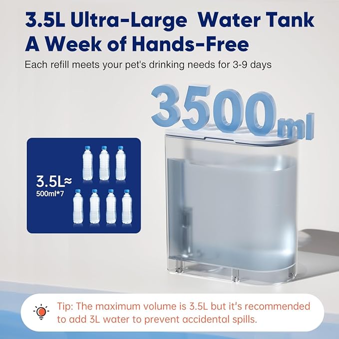 Petgravity Smart Pet Water Fountain - Stainless Steel Bowl, 2026 Upgraded Automatic Water Dispenser for Cats & Small Dogs, Self-Refill Tipping Wastewater Separation, 3.5L/118.4oz