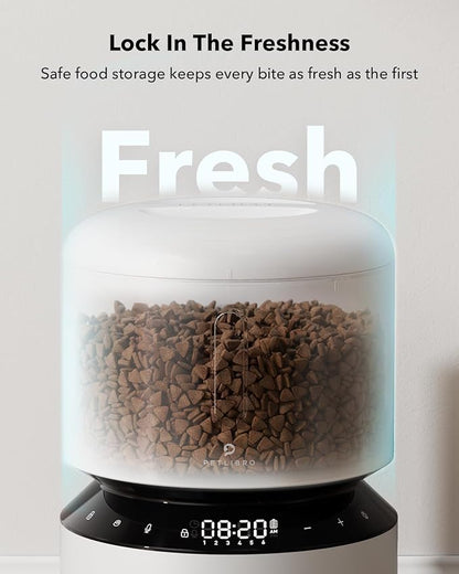 PETLIBRO Automatic Cat Feeder – 3L Programmable Pet Food Dispenser with Freshness Preservation, Timed Portion Control, Voice Meal Call & Dual Power Supply, Healthy Feeding for Cats & Small Dogs White