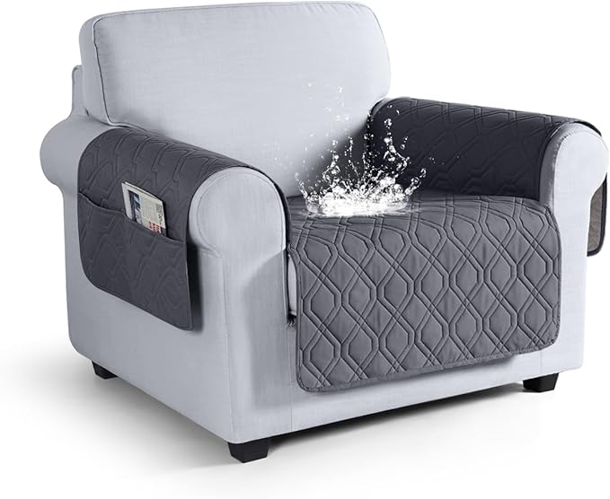VANSOFY Couch Cover, Waterproof Sofa Covers Washable Slipcover Furniture Protector Couch Seat Covers Non-Slip Couch Cover for Dogs, Pets(Chair, Dark Gray)